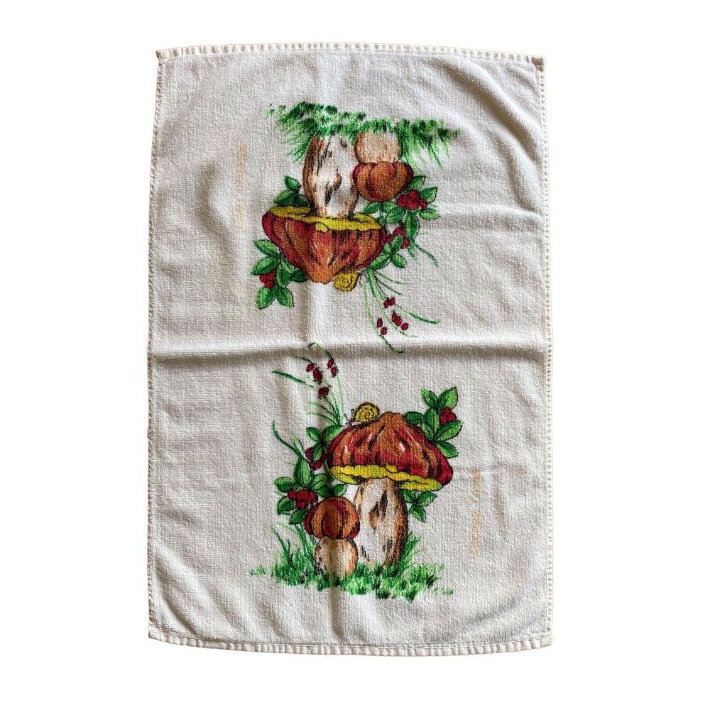Vintage F W Woolworth Mushroom Hand Towel Brown 15x24"
